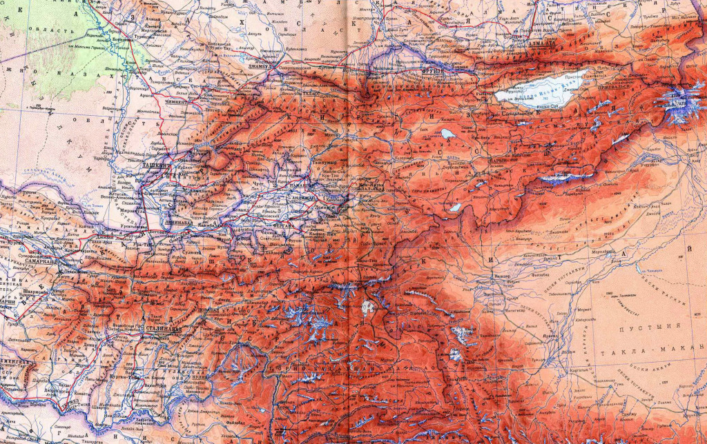 Топографическая карта средней азии